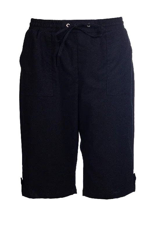 Every Deal is a Steal!Cotton Linen Blend Shorts | Black | 6781A1