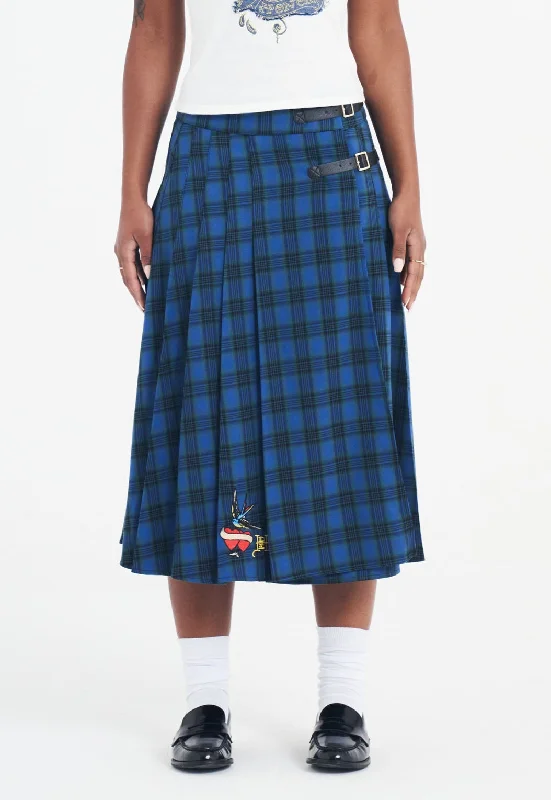 Don’t Wait – Shop Today!Womens Love Bird Kilt Midi Skirt - Blue