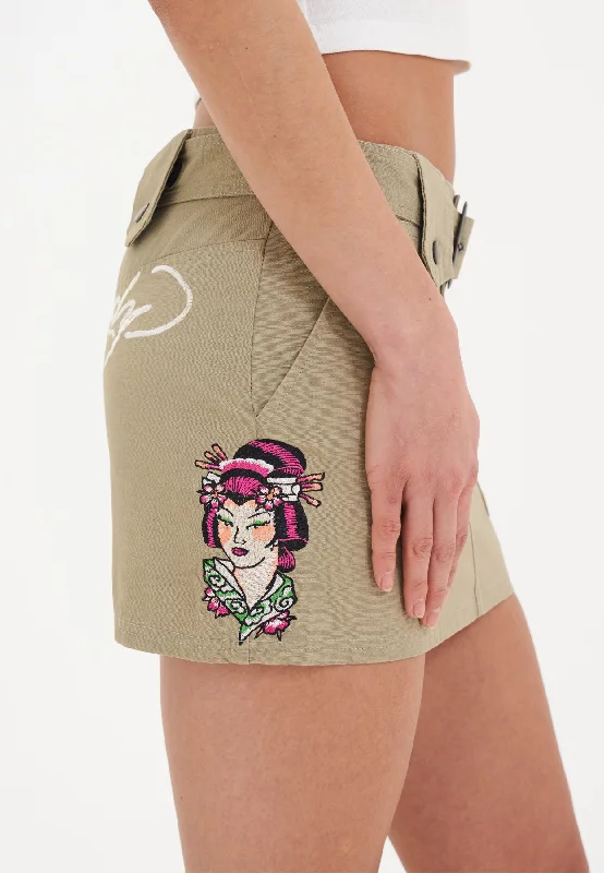 Flash Deals – Act Quickly!Womens Geisha Girl Cargo Mini Skirt - Green