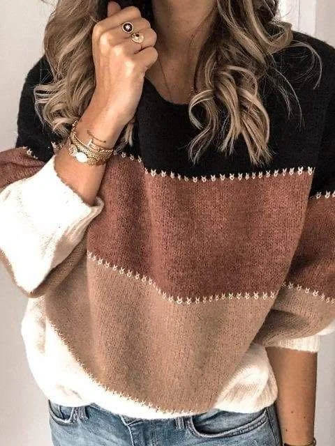 Casual Striped Knitted Sweater for Women