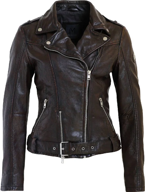 Wild Rf Leather Jacket In Mahogany