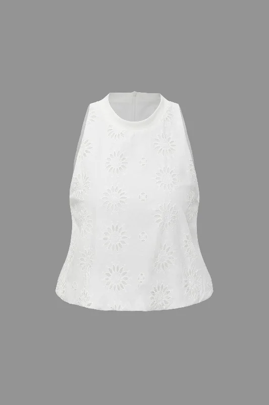 Cutwork Sleeveless Top