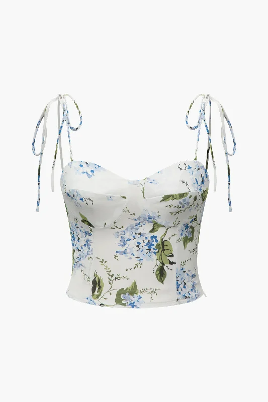 Floral Print Tie-Up Cami Top