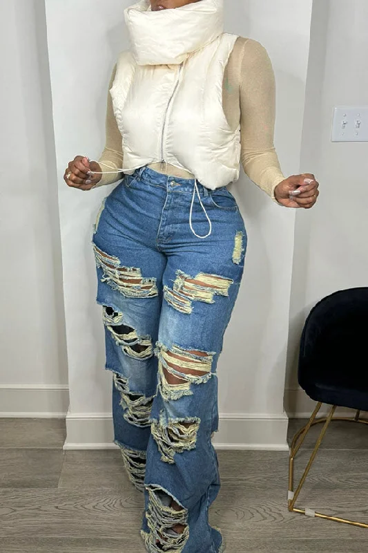 Ripped Hippy Wide Leg Gradient Jeans