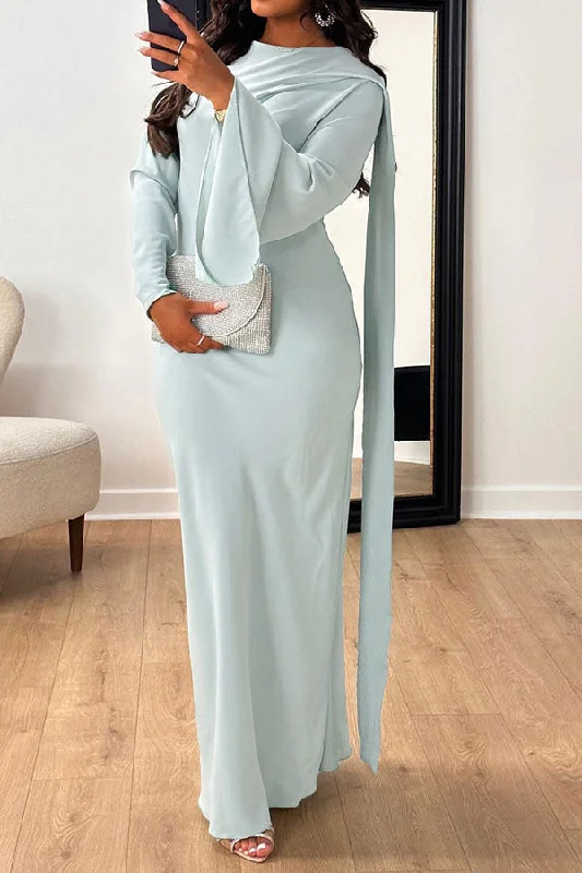 Solid Color Unusual Asymmetric Maxi Dress