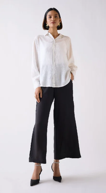 Ivory Textured Chiffon Shirt