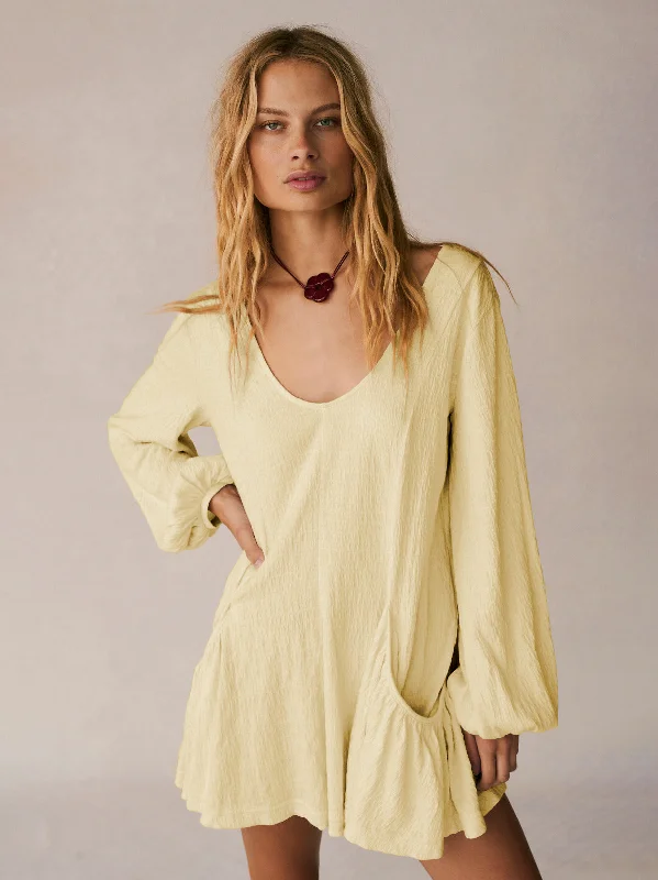 Summer Ruffle Hem Mini Dress Yellow