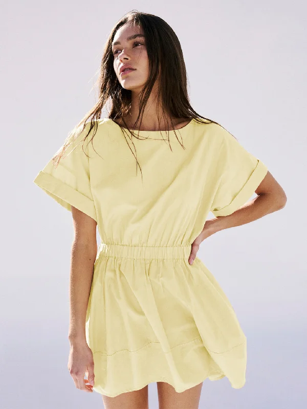 Summer Vacation Loose Mini Dress Light yellow