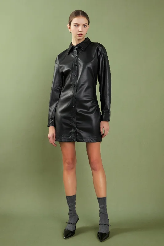 Faux Leather Mini Dress