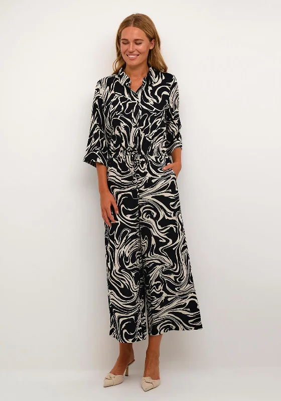 KAFFE Kacarmen Abstract Zebra Jumpsuit, Black