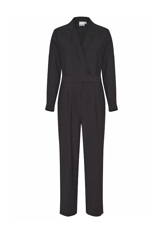 Ichi Ramla Wrap Blazer Jumpsuit, Black