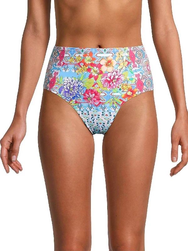 Pearce High Waist Bikini Bottom In Multi