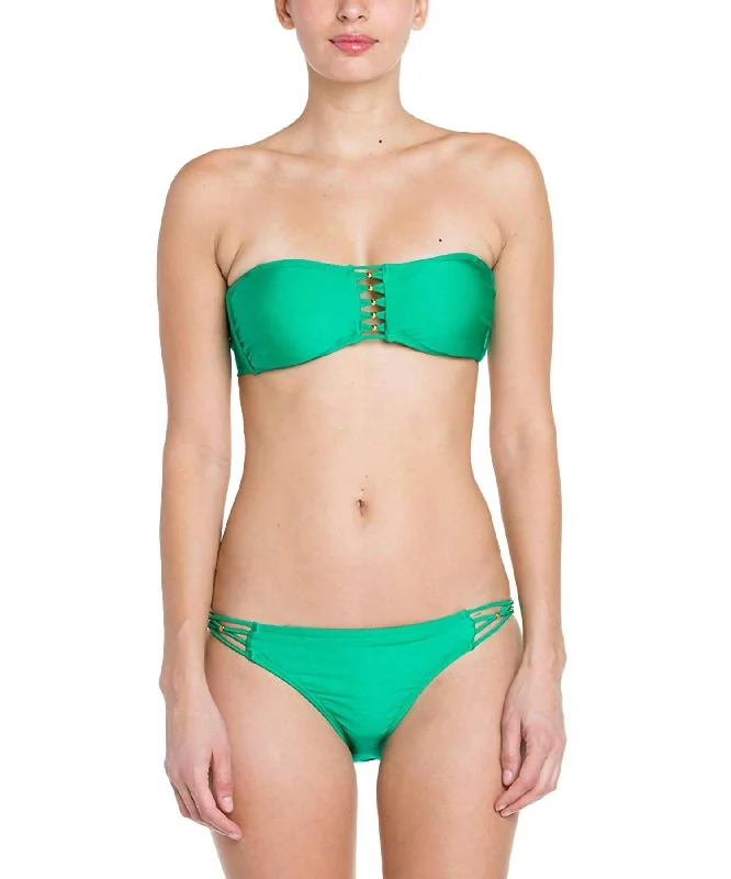 Women's Braided Full Bikini Bottom In Jade Green