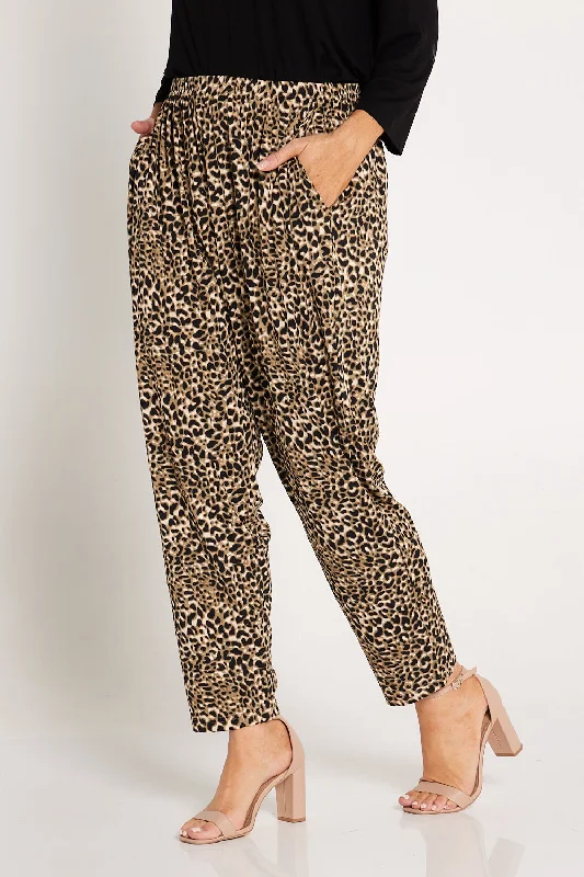 Dani Ribbed Pants - Leopard