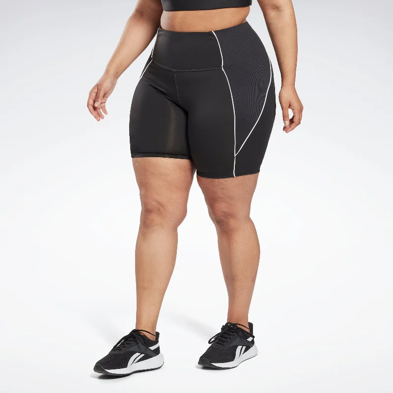 Reebok Apparel Women Workout Ready Poly Shorts (Plus Size) Nghblk