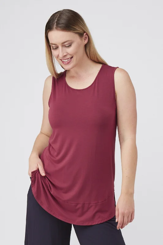 Split Hem Tank - Sangria