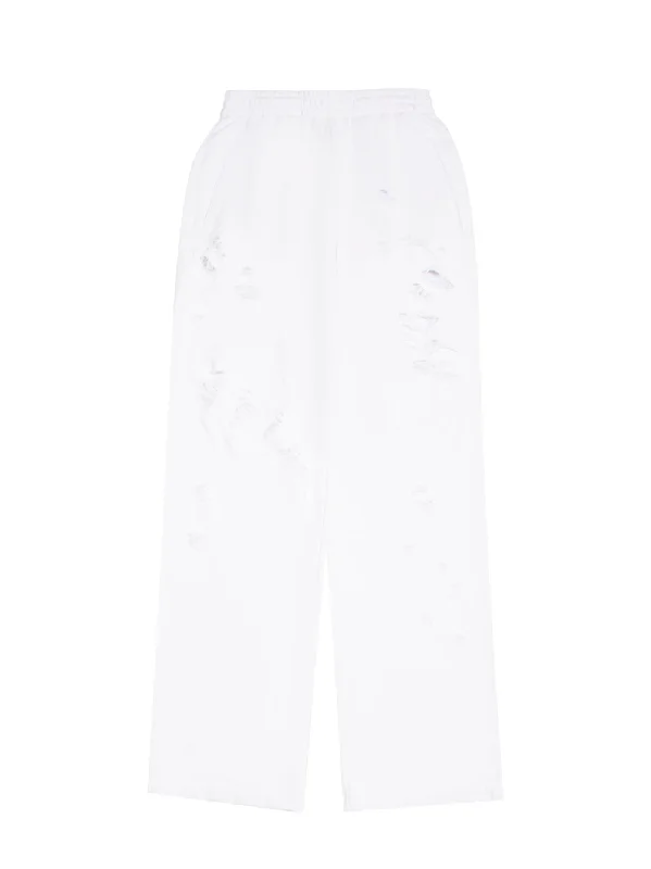 Distressed Jersey Pants (White)