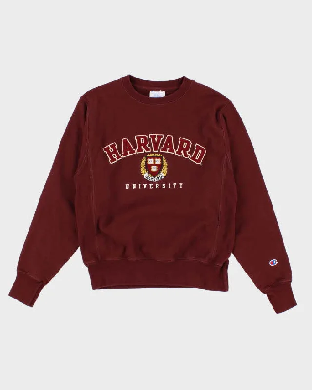 Womens Burgundy Champion Harvard Embroidered Sweatshirt - S