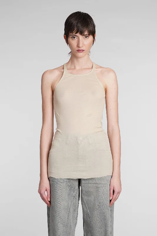 Racer back tank Topwear in beige cotton