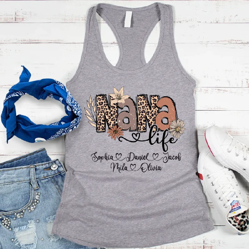 Personalized Leopard Nana With Grandkids Tank top