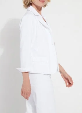 Della Denim Cropped Blazer - White