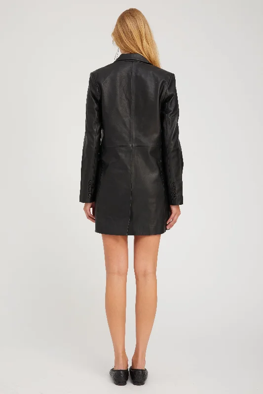 Black Leather Blazer Coat