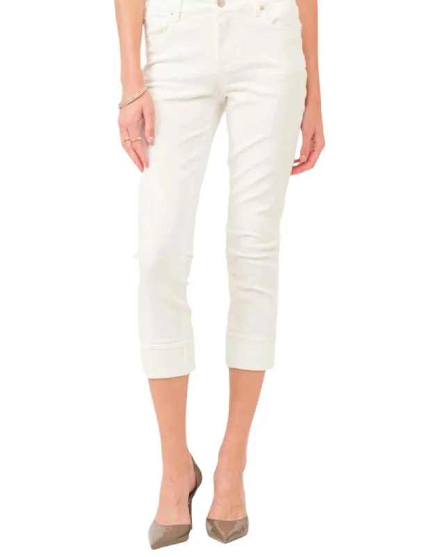 Time to Snag a Bargain!Blaire Cuffed Slim Straight Jeans In White