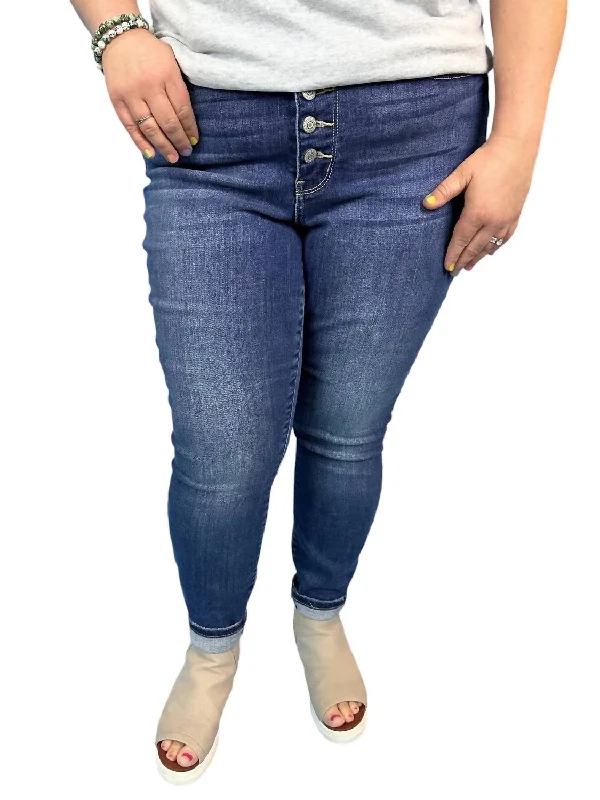 Hottest Discounts of the Year!Button Fly High Waist Jeans In Medium Wash