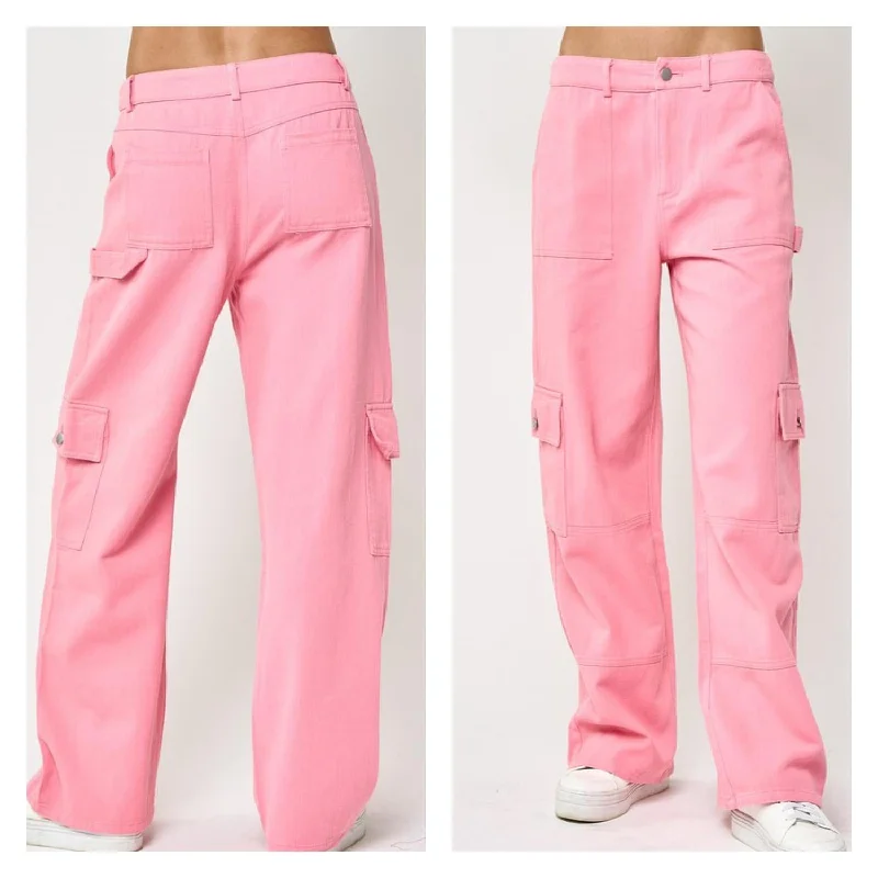 Bigger Savings, Better Shopping!Denim Cargo Jeans In Pink