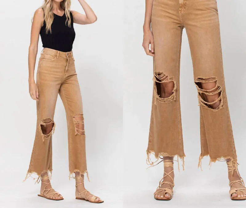 Snag the Best Prices Now!Distressed Vintage Crop Flare Jeans In Army Khaki