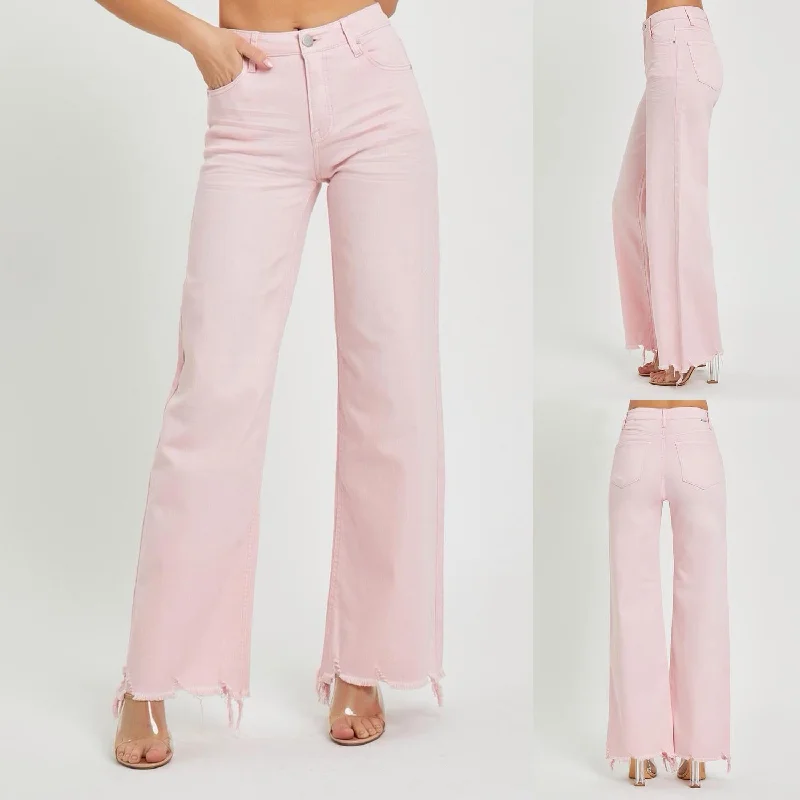 Today’s Deals, Tomorrow’s Regrets!High Rise Frayed Hem Jeans In Light Pink