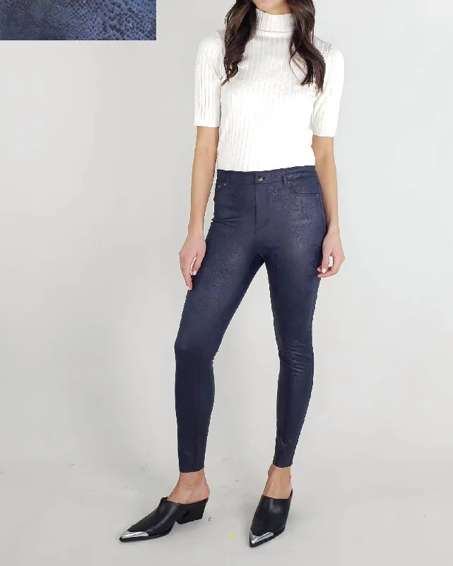 Save More Than Ever!High Rise Snake Print Skinny Jeans In Blue Snake
