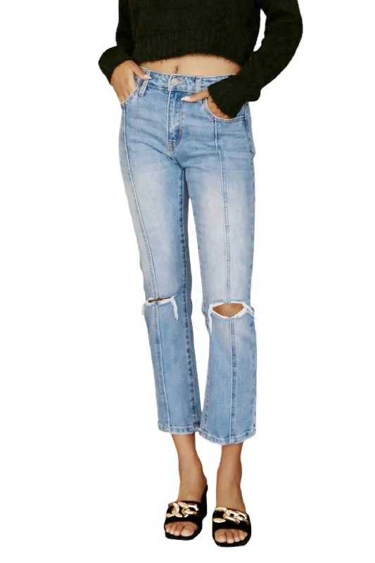 New Discounts Just Dropped!High Rise Straight Leg Center Seam Crop Jeans In Light Wash