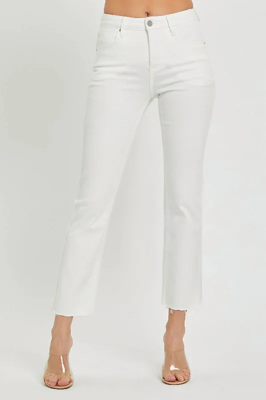 Shop Before It’s Gone!High Rise Tummy Control Raw Hem Straight Jeans In White