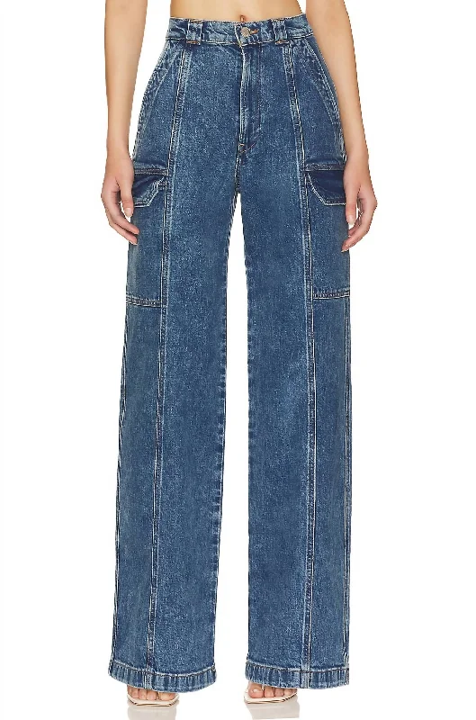 Special Discounts Inside!High Waist Wide Leg Cargo Jean In Light House