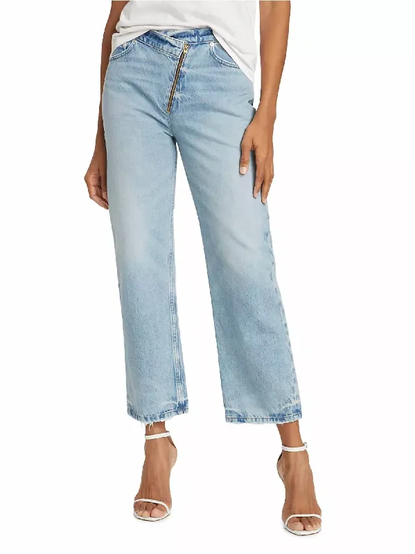 Everything Must Go!Le Jane Asymmetric Zip Crop Jeans In Rhode