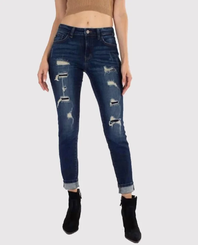 Exclusive Savings This Week!Mid Rise Distressed Ankle Skinny Jean In Dark Wash