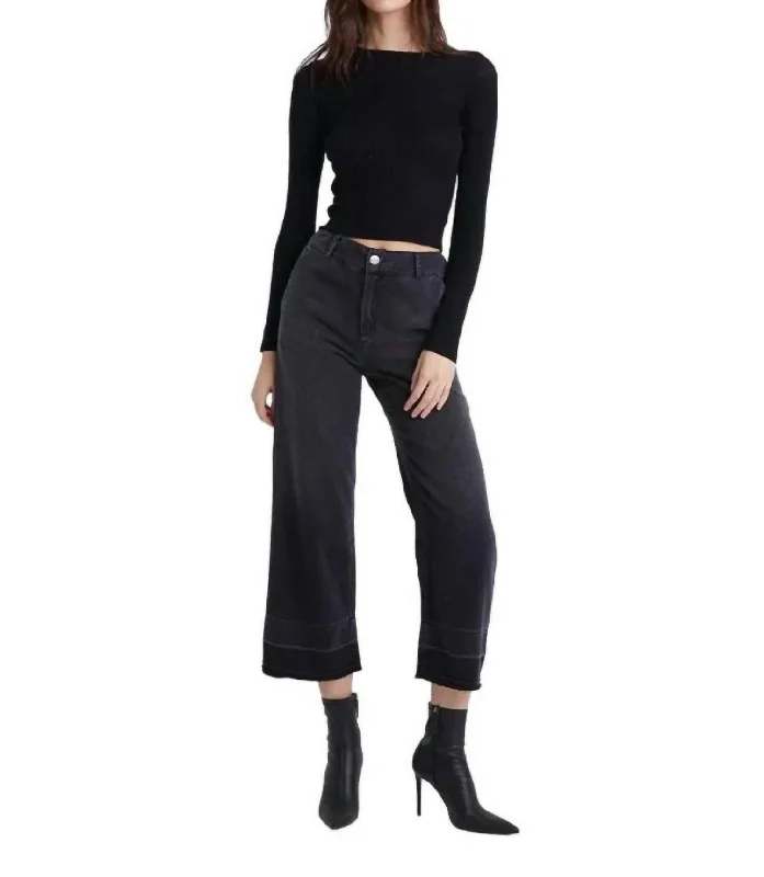 Shop the Hottest Deals!Saige Wide Leg Crop Release Hem Jeans In Shadow Wash