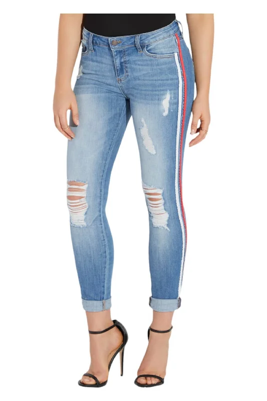 Don't Miss Out!Striped Crop Skinny Jeans In Light Wash
