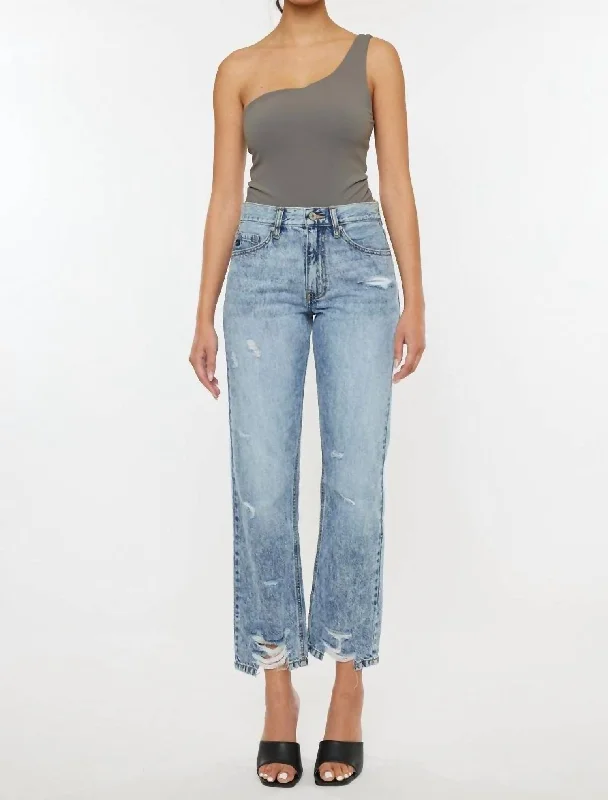 Buy One, Get One Free!Trevie Ultra High Rise Straight Leg Jeans In Medium Stone Wash