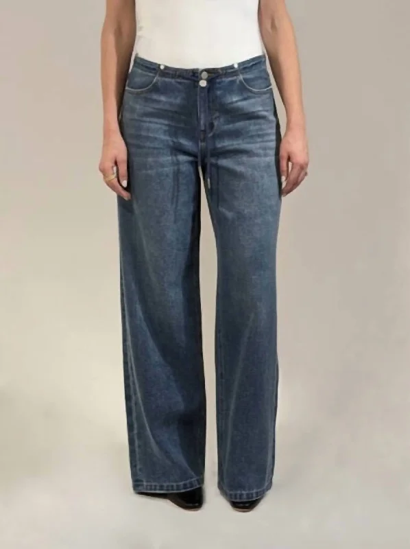 Price Drop Alert!Western Drawstring Wide Leg Jeans In Dark Blue