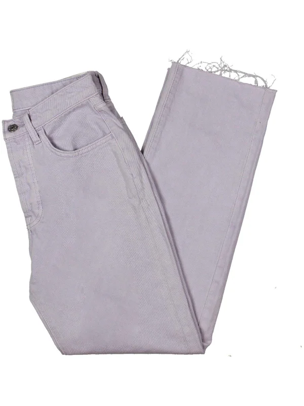 Get Ready to Save!Womens Cotton Raw Hem Straight Leg Jeans