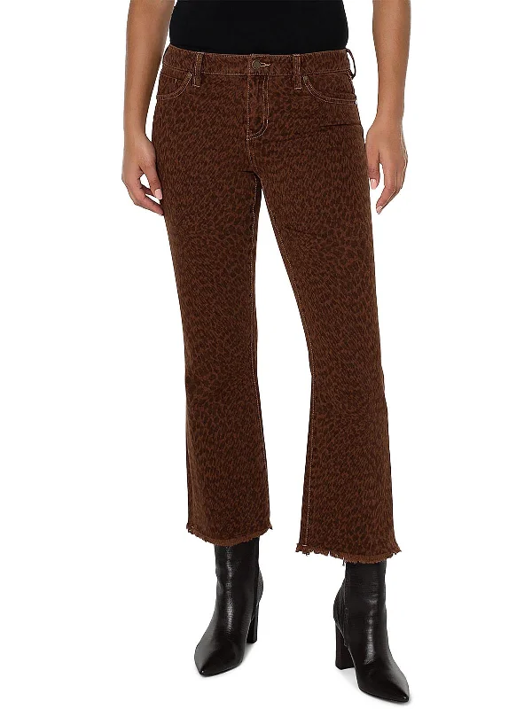 Find the Best Deals Here!Womens Cropped Animal Print Flared Jeans