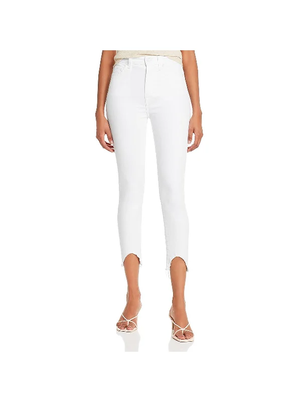 Price Drop Alert!Womens Denim Fringe Skinny Crop Jeans