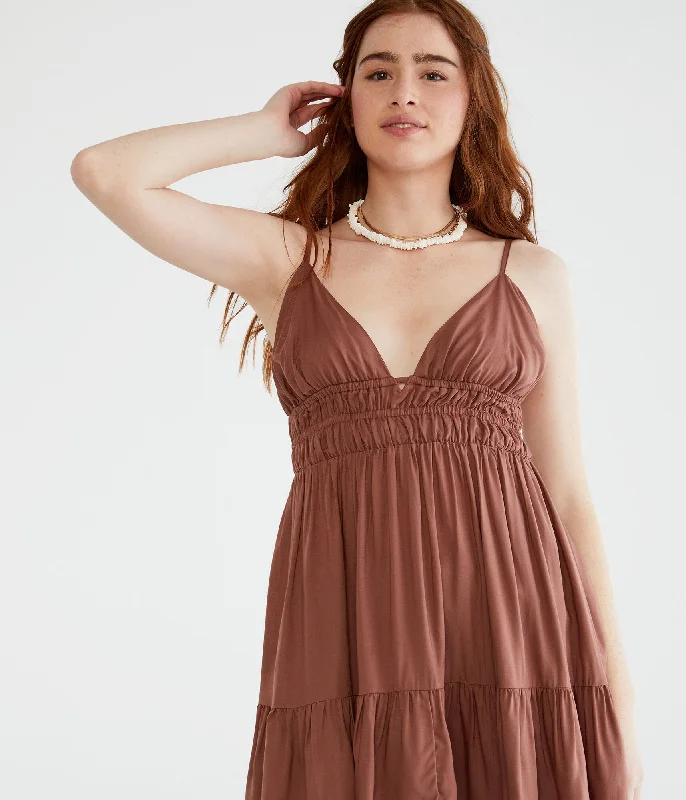 Shop the Hottest Deals!Aeropostale Solid V-Neck Babydoll Dress