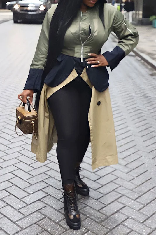 Special Offer – Act Fast!Color Block Patchwork On-trend Irregular Trench Coat