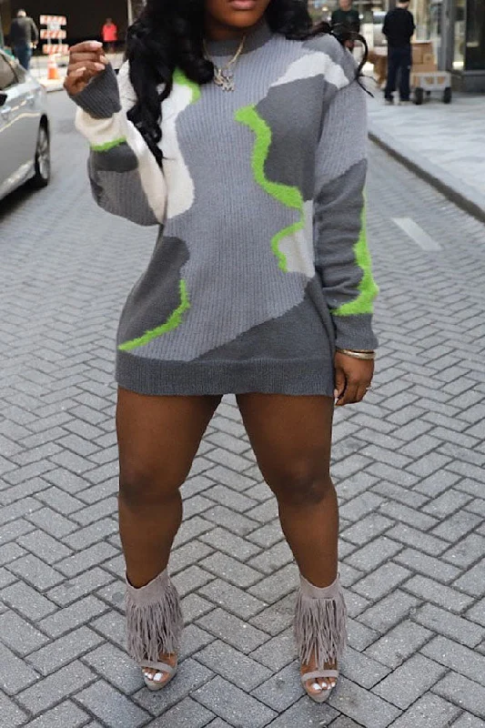 Lowest Prices Guaranteed!Color Block Patchwork Unique Round Neck Sweater