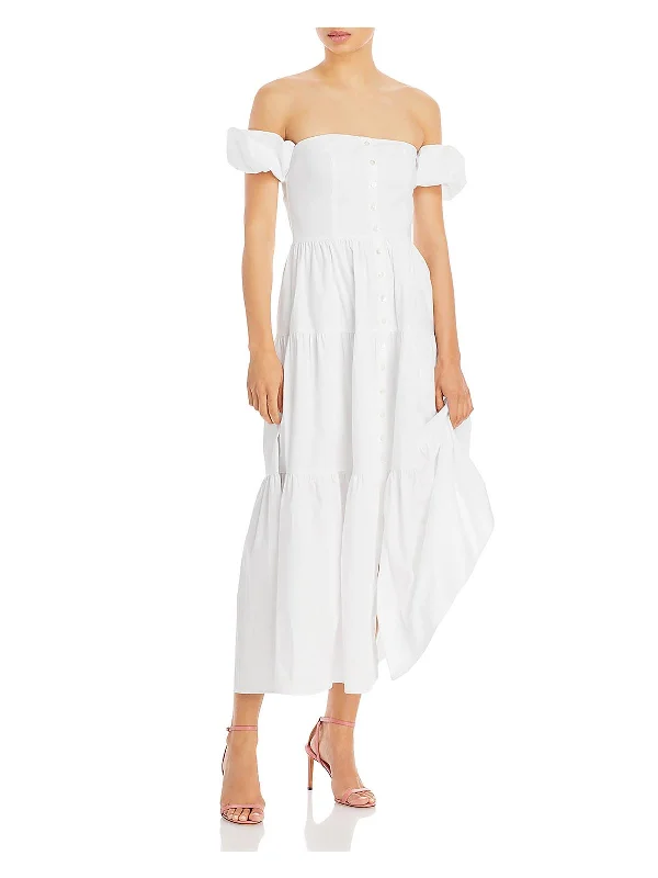 Sale Alert – Get Ready to Shop!Elio Womens Tiered Off The Shoulder Fit & Flare Dress