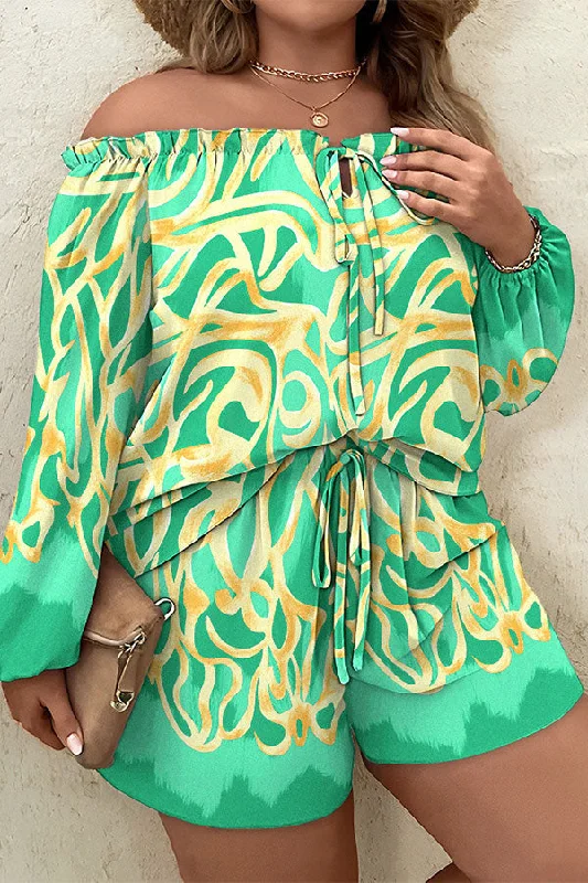 The Sale You’ve Been Waiting For!Graffiti Print Urban Off Shoulder Pant Suit