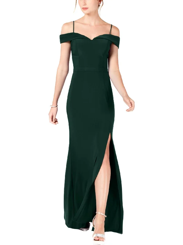 Best Deals Just for You!Juniors Womens Side Slit Off-The-Shoulder Formal Dress